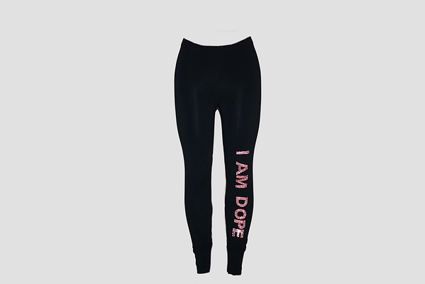 Comortable, Fashionable Designer, Fitted I Am Dope "Pink Pulse" Rhinestone Leggings