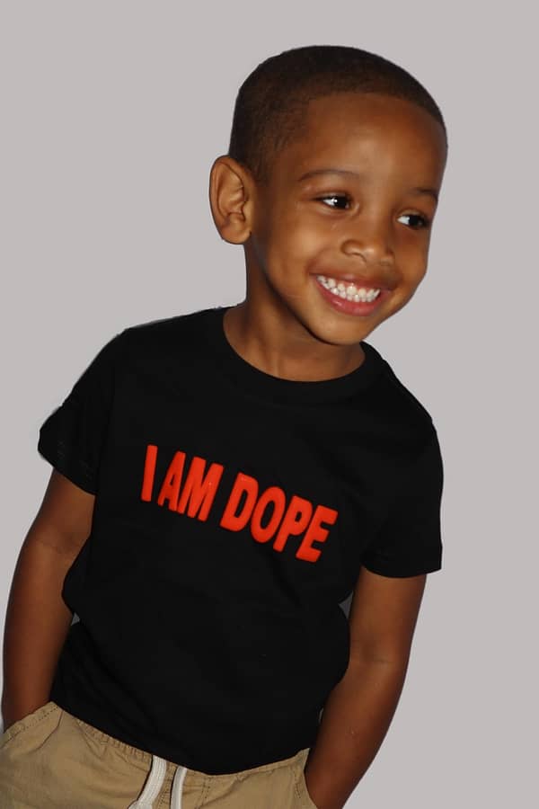 I Am Dope Unisex Children Tee, Black Tee, Red I Am Dope Letters, Unisex