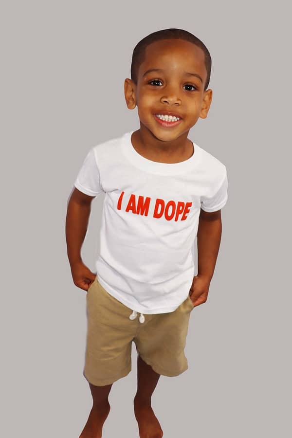 I-Am-Dope, Kids, White-Tshirt-With Orange-Puff-Letters