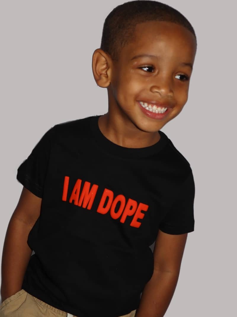 I Am Dope Unisex Children Tee, Black Tee, Red I Am Dope Letters, Unisex