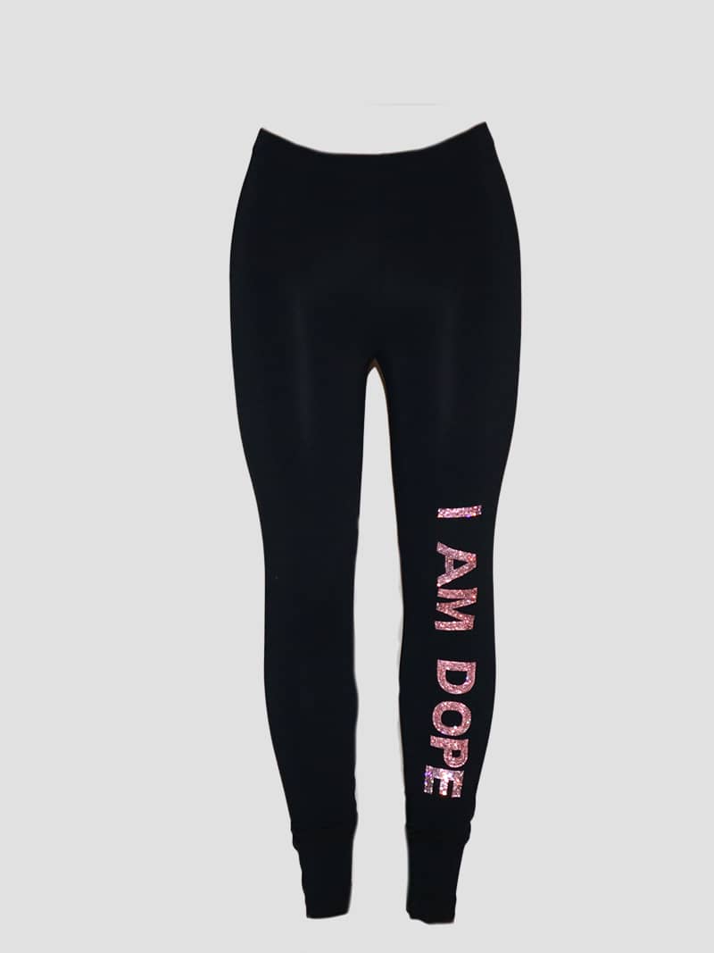 Comortable, Fashionable Designer, Fitted I Am Dope "Pink Pulse" Rhinestone Leggings